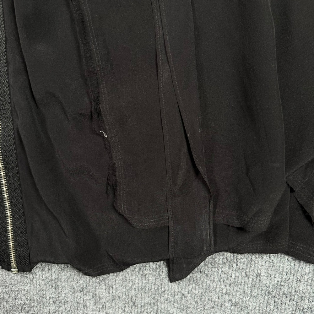 AllSaints Silk Sleeveless Zip Front Top Womens Medium Black Draped Asymmetrical - Picture 4 of 13